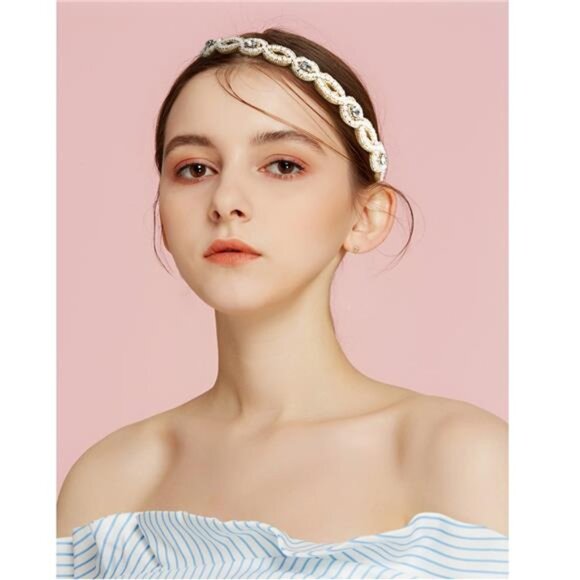 5 Pieces Rhinestone Elastic Headbands Handmade Crystal Beaded Hairbands - Picture 2 of 14